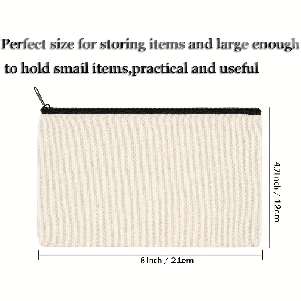 DYXMY 50 Pcs Canvas Makeup Bags Bulk Sublimation Blank Heat Transfer Makeup  Bags, DIY Blank Canvas Pouch Multipurpose Travel Cosmetic Bags for School,  Travel, Teachers, Students