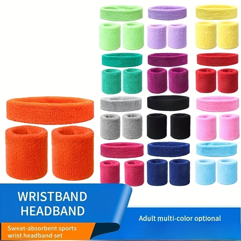 

2pcs Sweat Absorbing Wrist & Head Bands - Perfect For Outdoor Sports & Fitness Exercise!