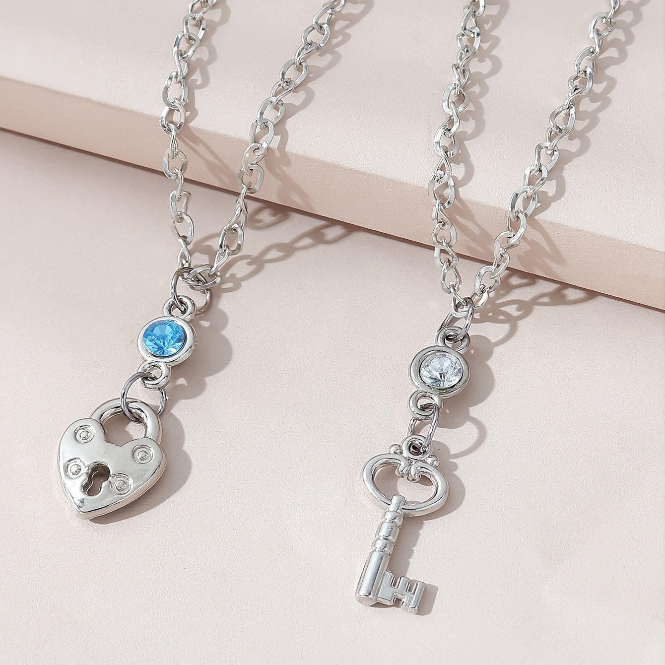 Rhinestone Lock & Key Necklace