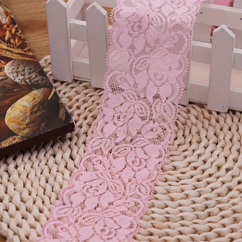 1 Yard Flower Stretch Lace Trim Ribbon Elastic Fabric Wide - Temu