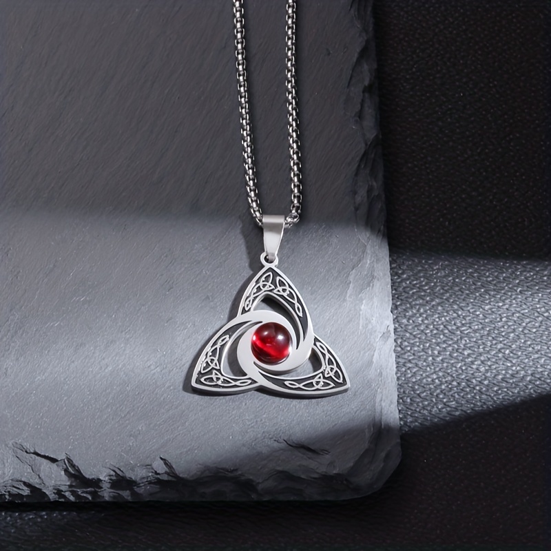 Stainless Steel Celtic Knot Necklace with Gemstone