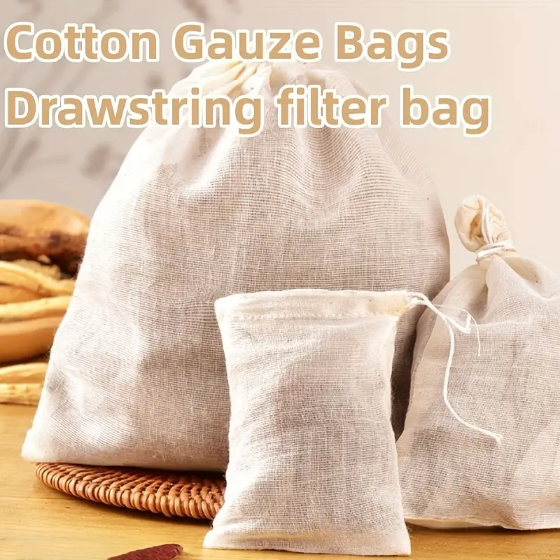 Tea Filter Bags Drawstring Muslin Bags Reusable Mesh Snack - Temu