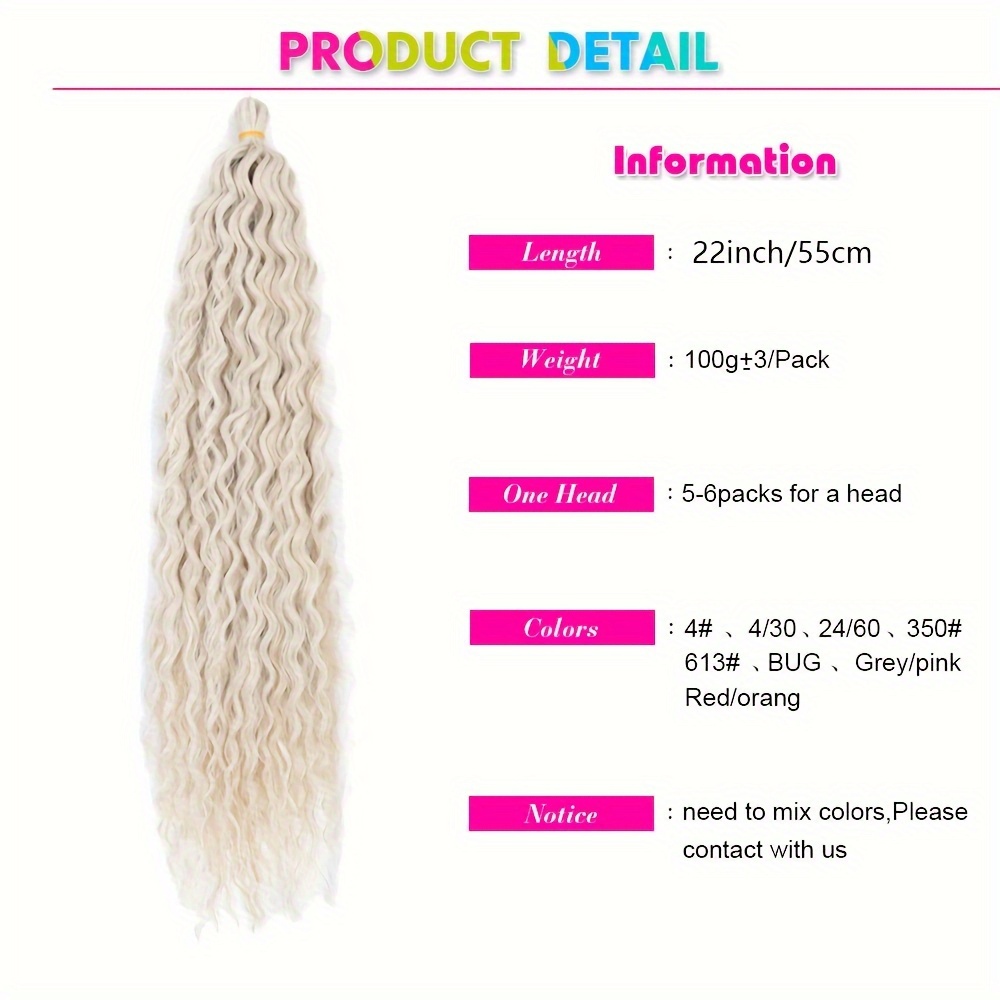 Synthetic Water Wave Crochet Hair Synthetic Braiding Hair - Temu