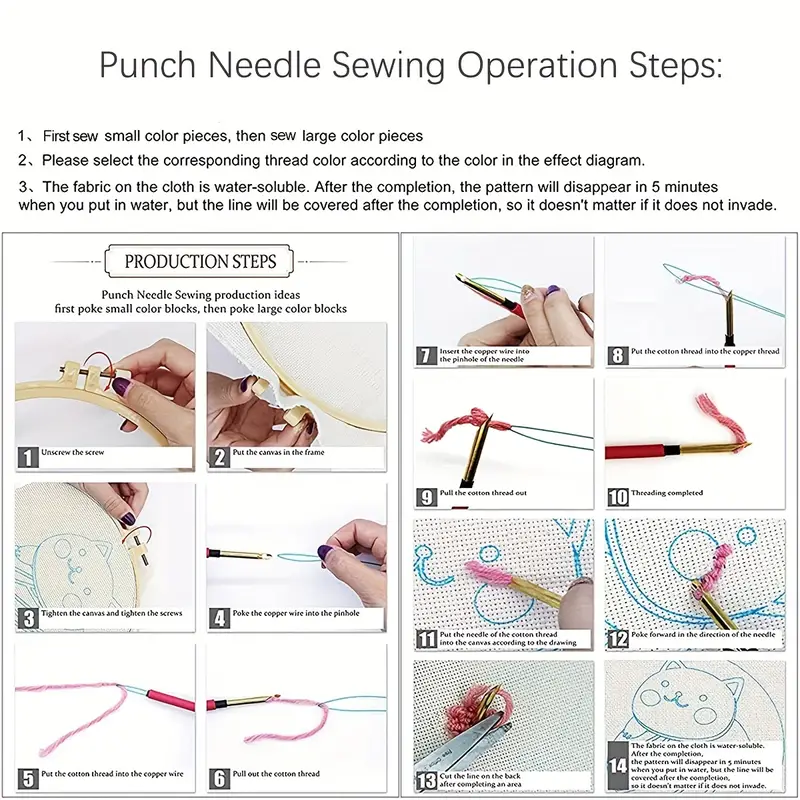 DIY Cartoon Punch Needle Starter Kit Beginner Punch Needle Tool