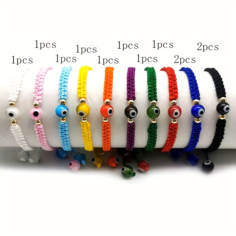 

12pcs/set 8mm Glass Evil Eyes Handmade Multicolor Bracelets Exorcism Protection Good Luck Hand Jewelry Ornament Female Gifts