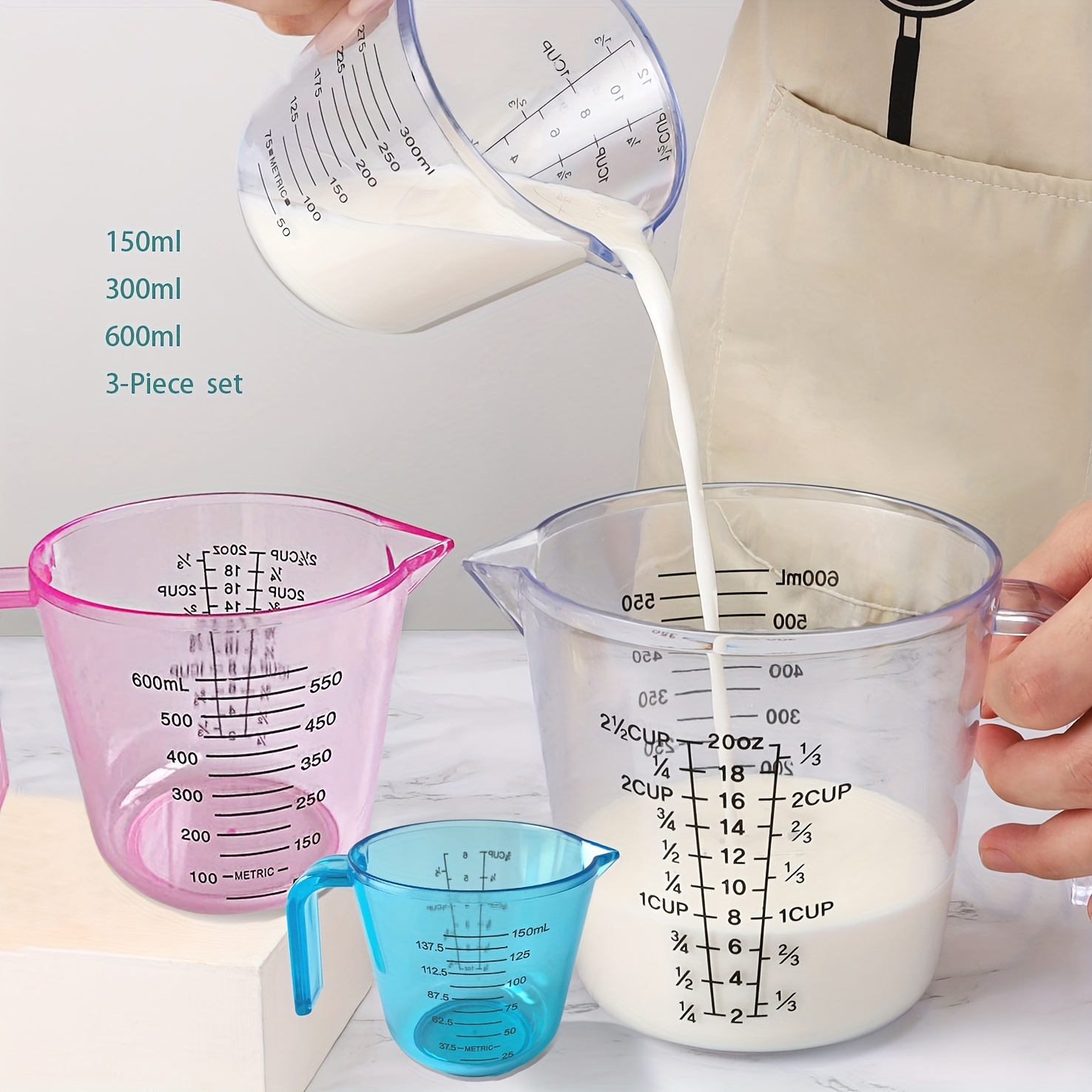 

3pcs Measuring Cup, Pet Liquid Measuring Cups, Kitchen Liquid Measuring Cups, Multifunction Measuring Cup For Baking Cooking, Essential Kitchen Tools, Kitchen Stuff, Cheap Stuff