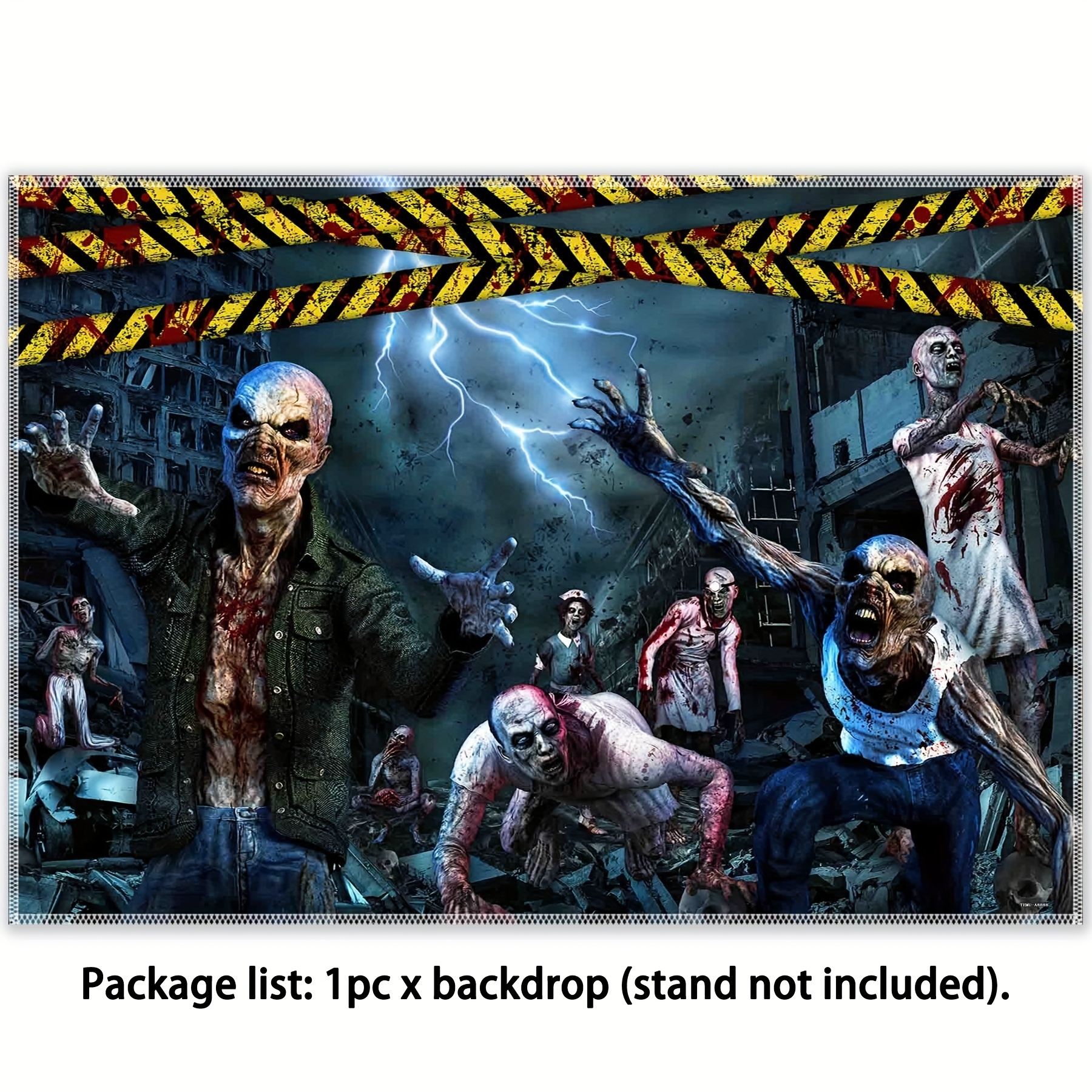 7x5ft halloween zombie polyester photography backdrop spook up your photos with a destroyed city ruins blood cordon banner decorations perfect for kids photo booths christmas halloween decorations details 4