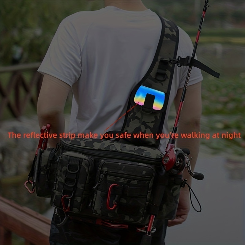 Fishing Tackle Backpack Storage Sling Bag,Removable Shoulder Strap, Rod  Holder for Fly Fishing Hiking Hunting Men Women, 運動產品, 運動與健身, 運動與健身-  有氧健身器材- Carousell