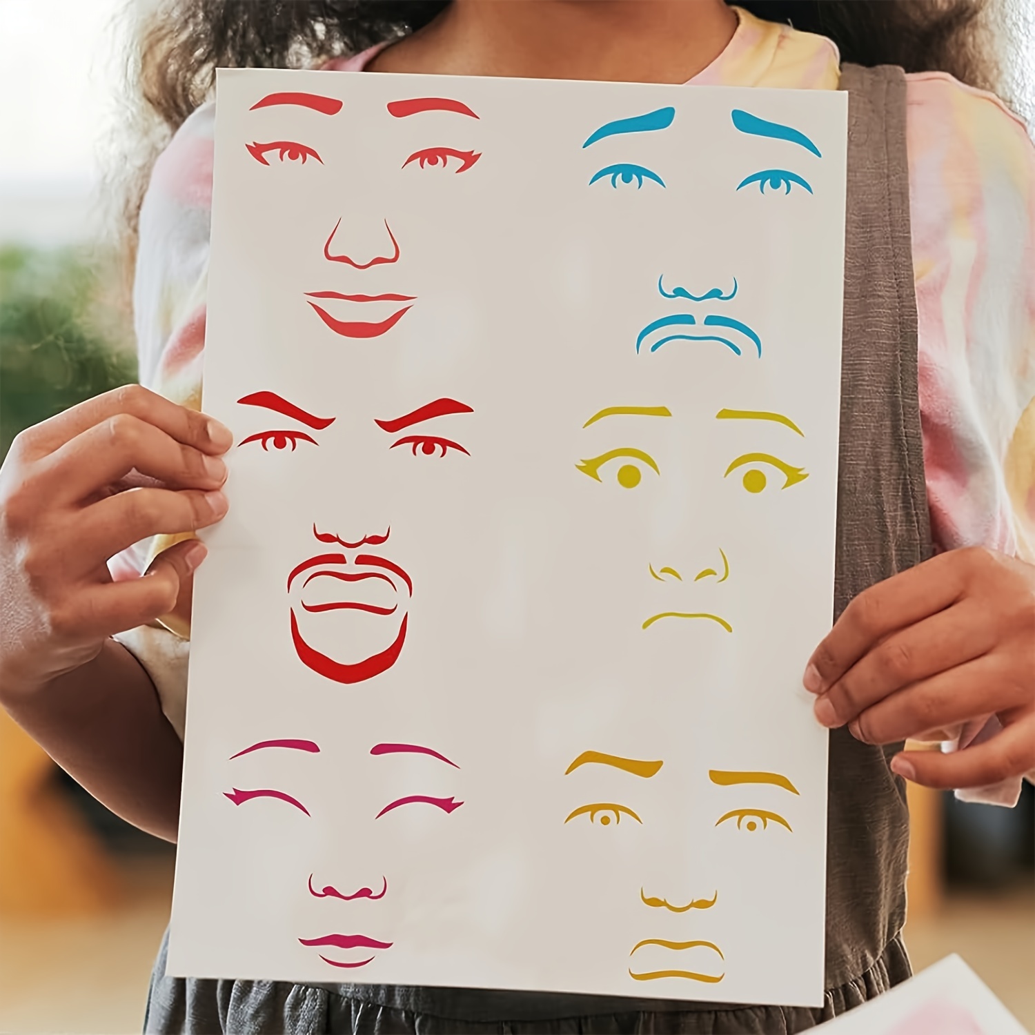 Facial Features Stencil Emotions Sorrows And Joys Stencil - Temu