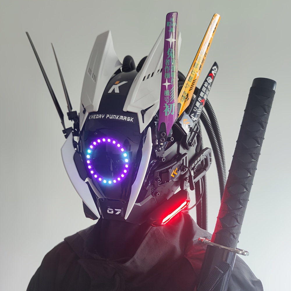 Cyberpunk Cool Mecha Style Futuristic LED Mask Accessoires - Temu France