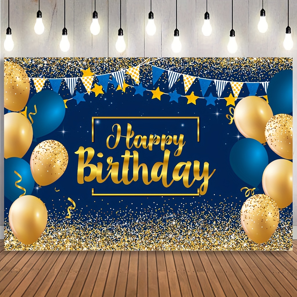 Cartel de fondo de feliz cumpleaños extra grande negro y dorado para  hombres y mujeres, cumpleaños, aniversario, fiesta, cabina de fotos, telón  de