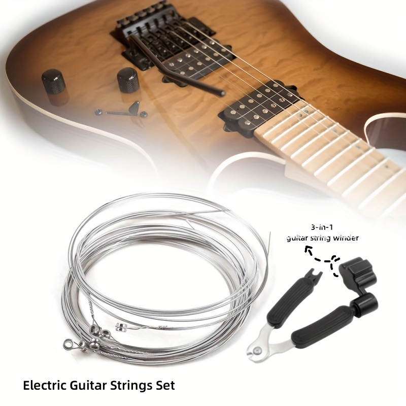 Juego de 6 cuerdas de guitarra eléctrica, cuerdas de guitarra eléctrica  enrolladas de níquel, cuerdas de guitarra eléctrica medianas y suaves para  un
