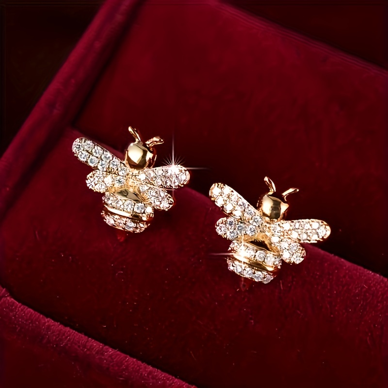 Creative Jewelry Cute Bee Zirconia Earrings For Women Anniversary Gift ()