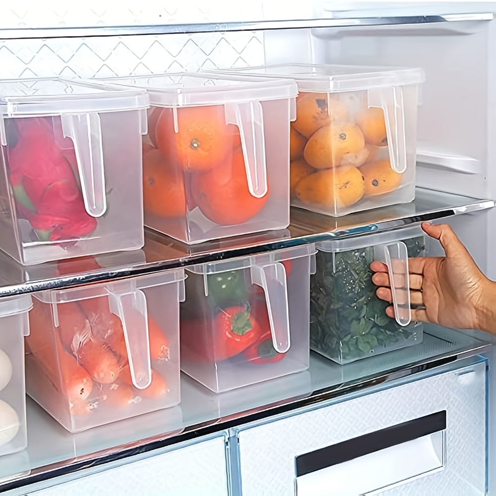 Fridge Organizer Bin Clear with Handle & Lid 5L