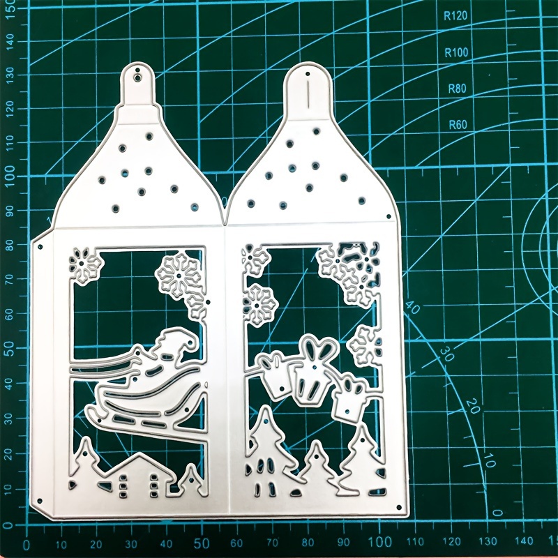 Suitable For 2pcs Of Christmas Lantern Handmade Card Making Metal Embossing Die Cutting Carbon Steel Cutting Mold