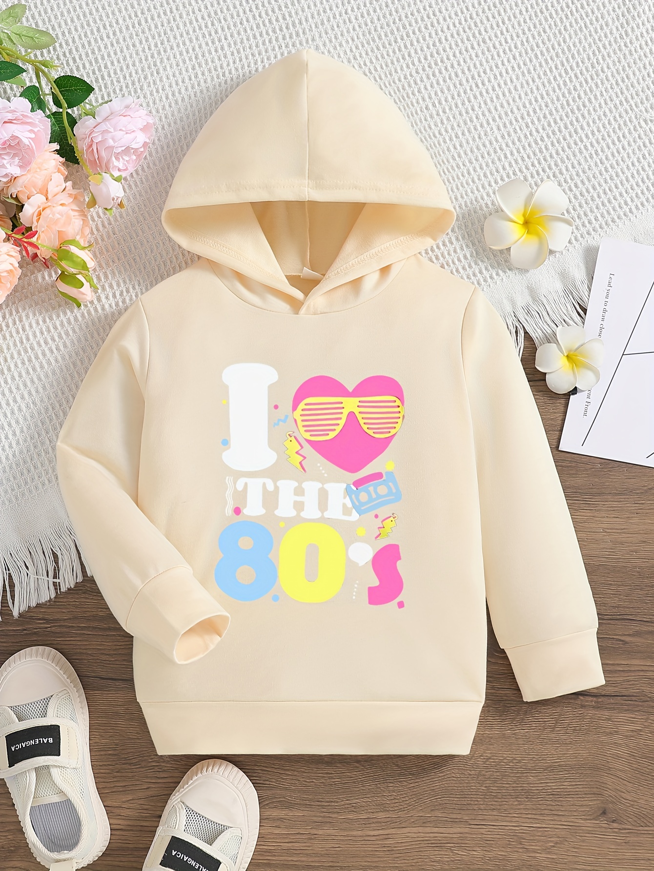 Temu 'New York' Letter Print Hoodie for Girls, Girl's Casual Graphic Design Pullover Hooded Sweatshirt with Kangaroo Pocket Streetwear for Winter Fall