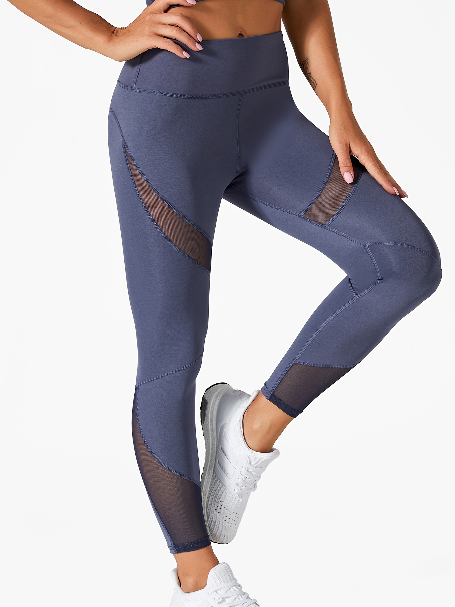Sina Dames Hege Taille Stretchy Mesh Komfort Soft Butt Lift Stripe Yoga  Leggings fabryk en leveransiers