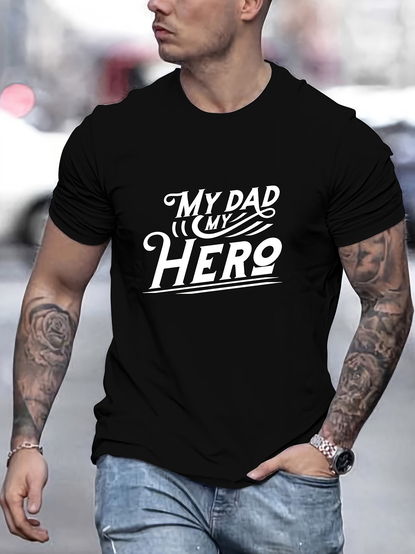 Mon Papa Mon H ros T shirt Imprim Tees Pour Hommes T shirt Temu