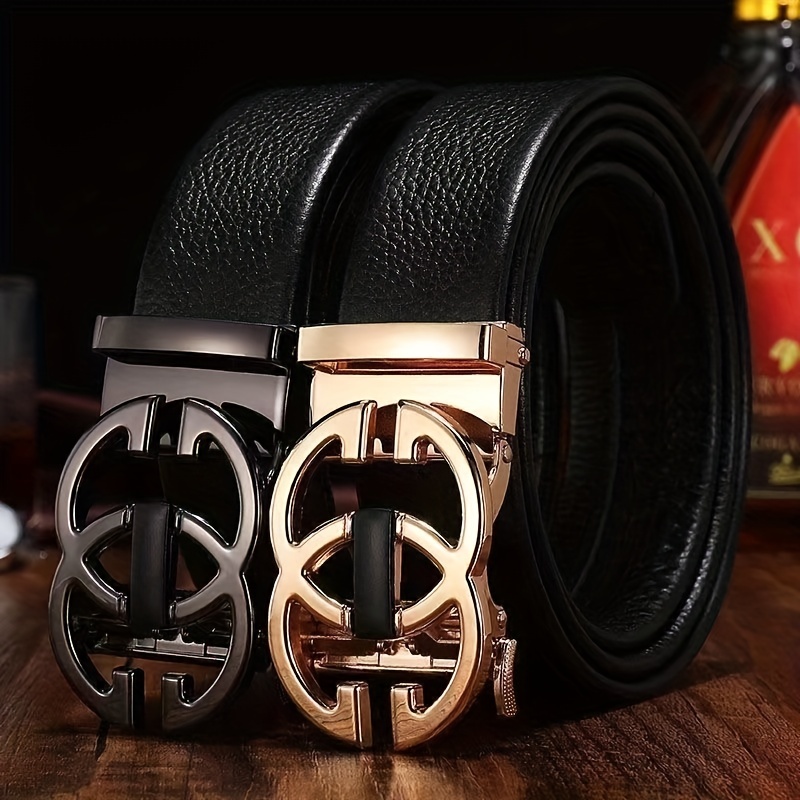 Men's Luxury Leather Belt, Fashion Leather Waist Belt For Men - Temu