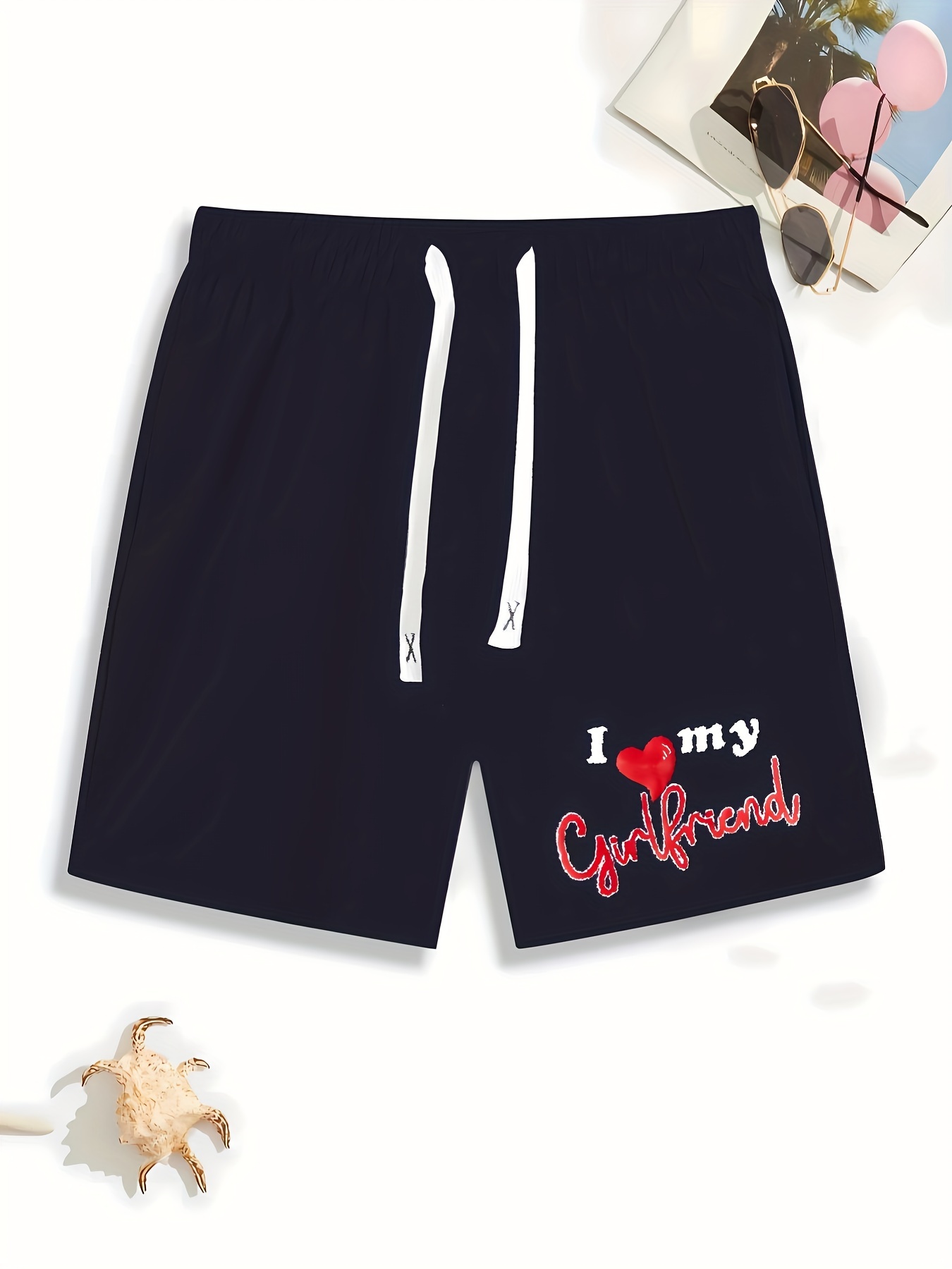 I Love My Girlfriend Print Mens Summer Classic Beach Shorts Comfy Casual  Drawstring Shorts - Men's Clothing - Temu Germany