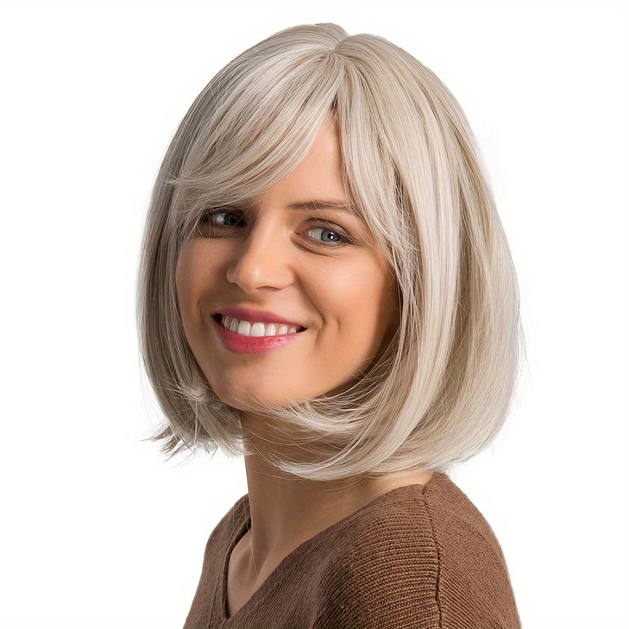 5 Styles Elegant Shorty Bob Wig Straight Bangs Heat Temu Canada