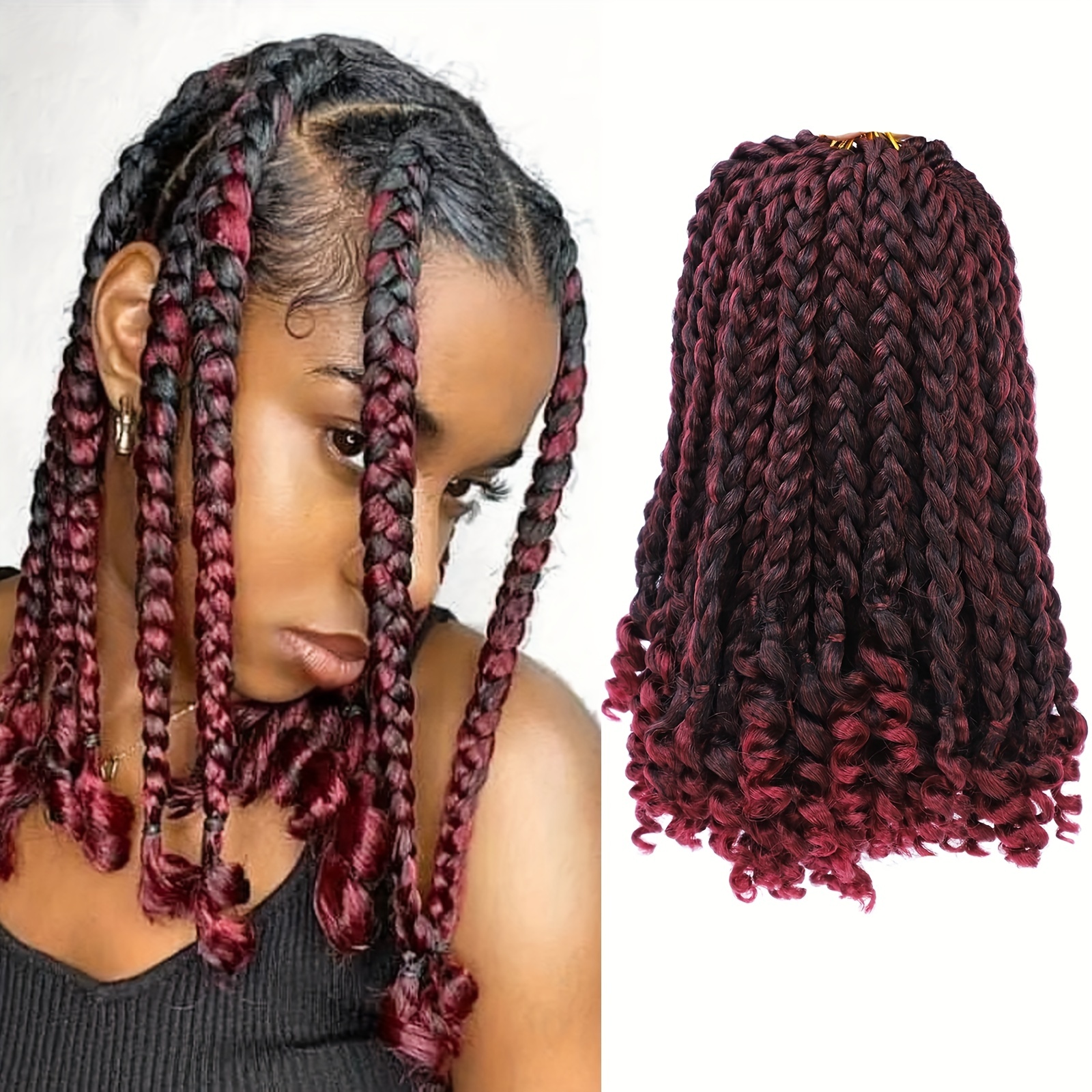 Low Temperature Fiber Box Braid with Curly Ends 22strands/Pack Crochet Twist  Braids - China Box Braid Crochet Hair and Box Braid Hair price