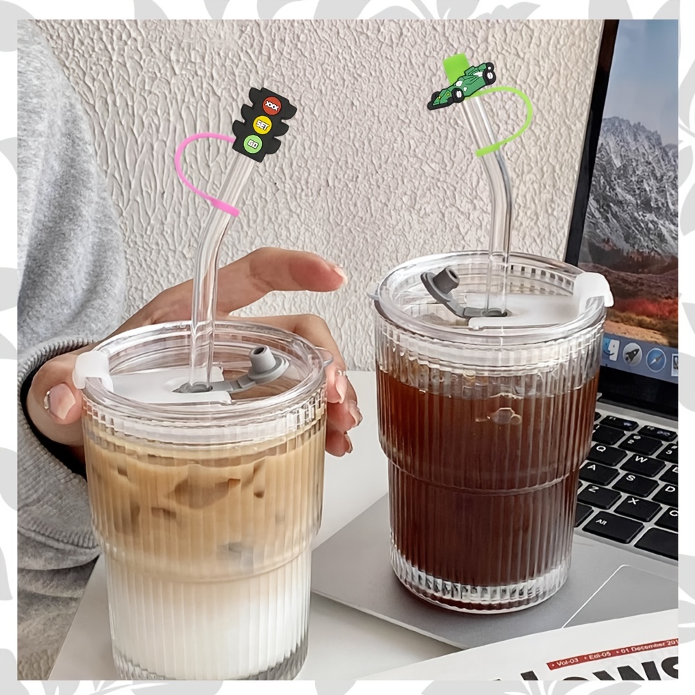  Anime Straw Covers Cap for Cup Straw Accessories, 8mm