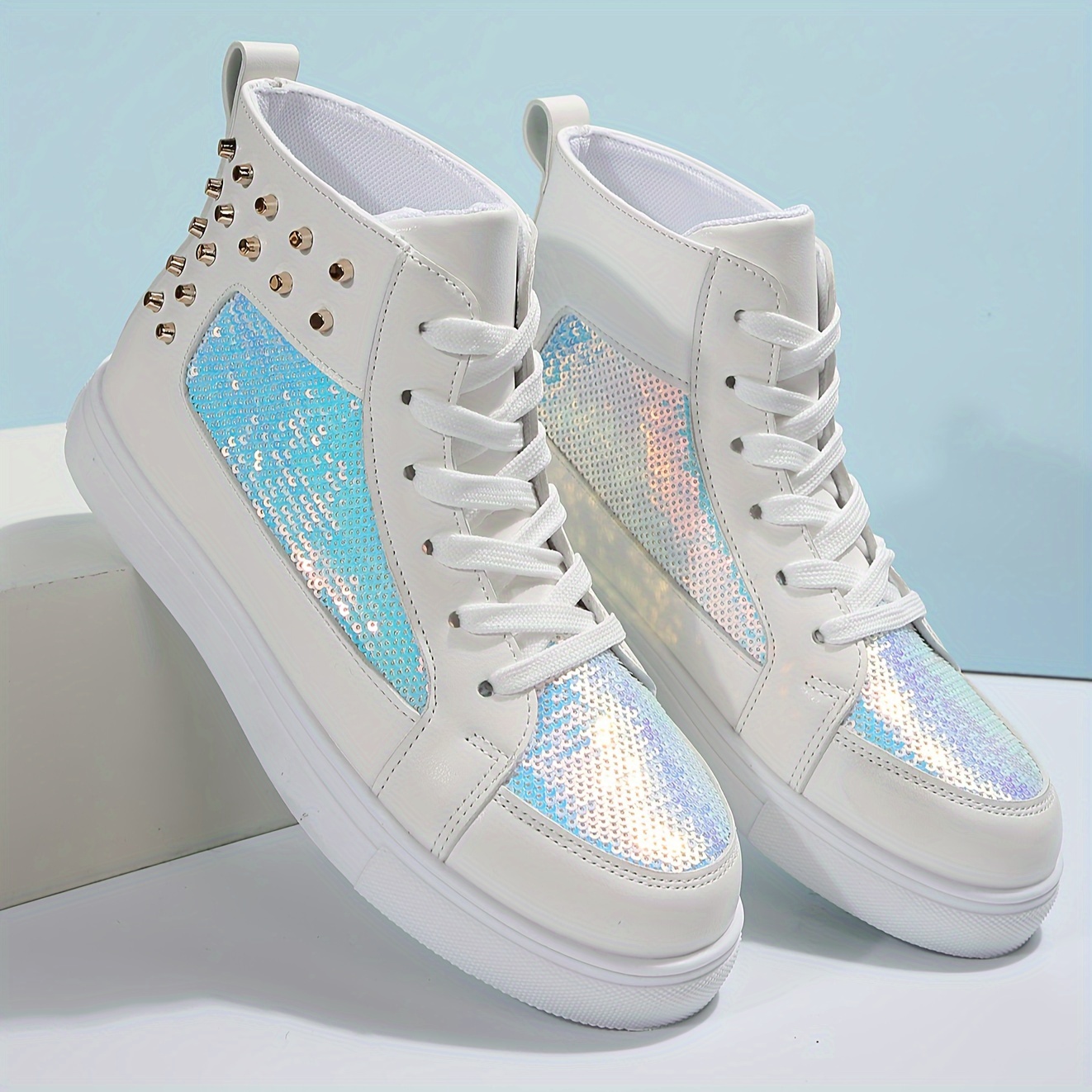 Studded Decor Lace-up Front Skate Shoes