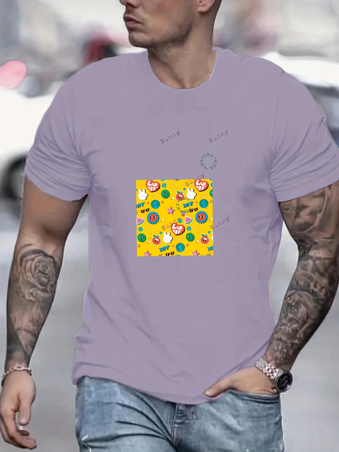 T shirt masculina estampada com estampa de desenho animado e - Temu Portugal
