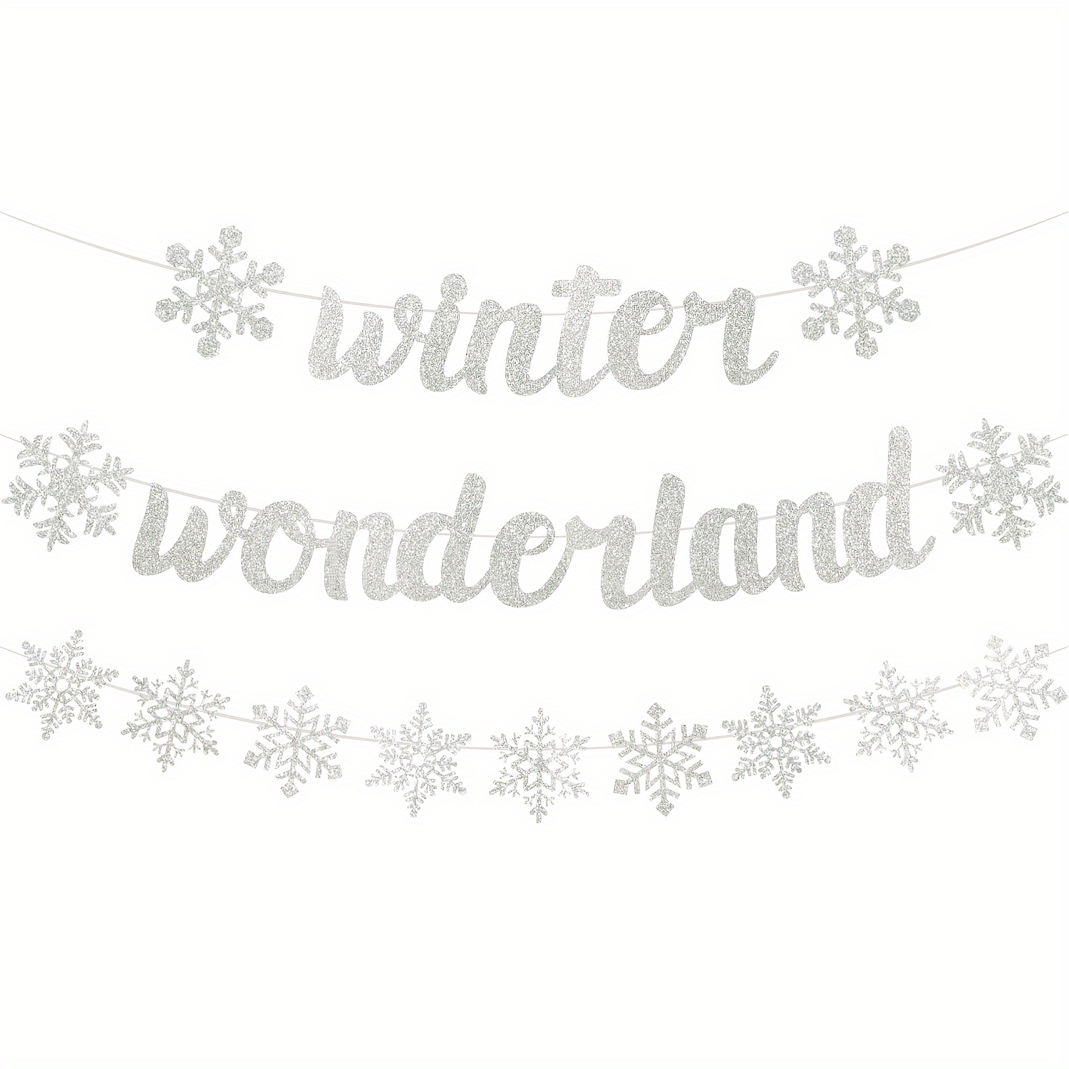 29pcs/set Sliver Winter Wonderland Banner With Snowflake Banner Winter  Wonderland Decorations Winter Onederland 1st Birthday Girl/Boy Winter Baby  Show