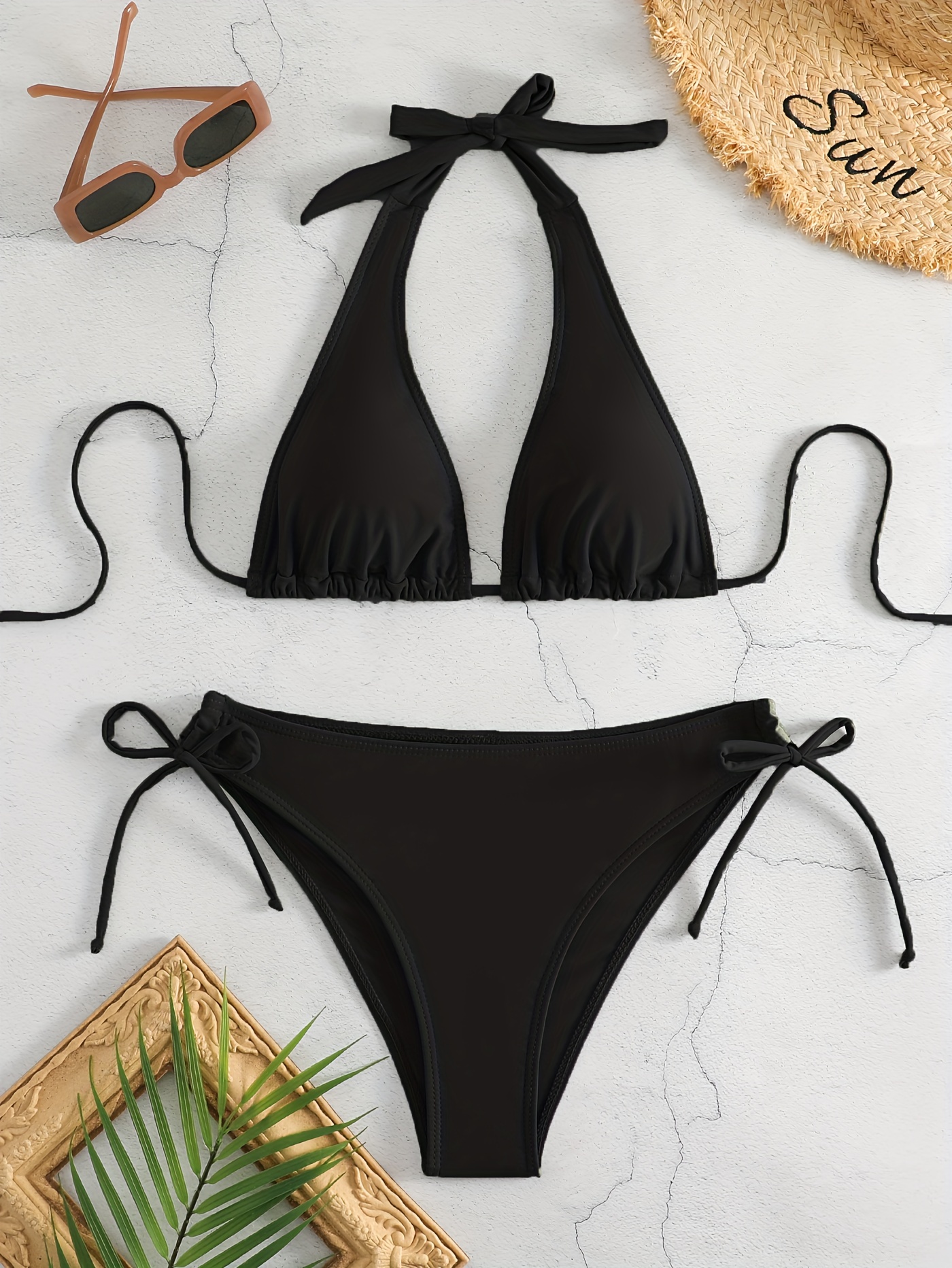  High Cut Bikini Sets for Women Two Piece Halter Tie Side Bikini  Swimsuit : Clothing, Shoes & Jewelry