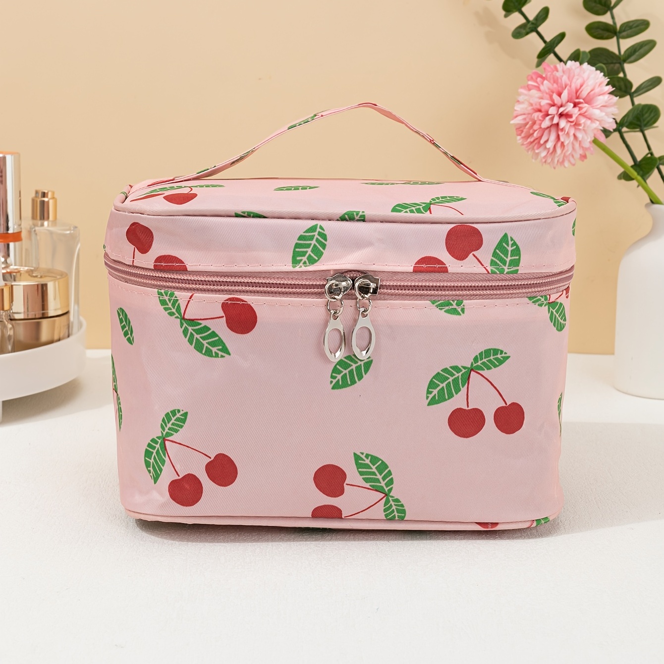 Makeup Bag Travel Portable Cosmetic Storage Bag Make Up Organizer Bag With  Mesh Pocket Waterproof Large Capacity Toiletry Storage Bags Cute For Women  And Girls, Cherry Pattern - Temu