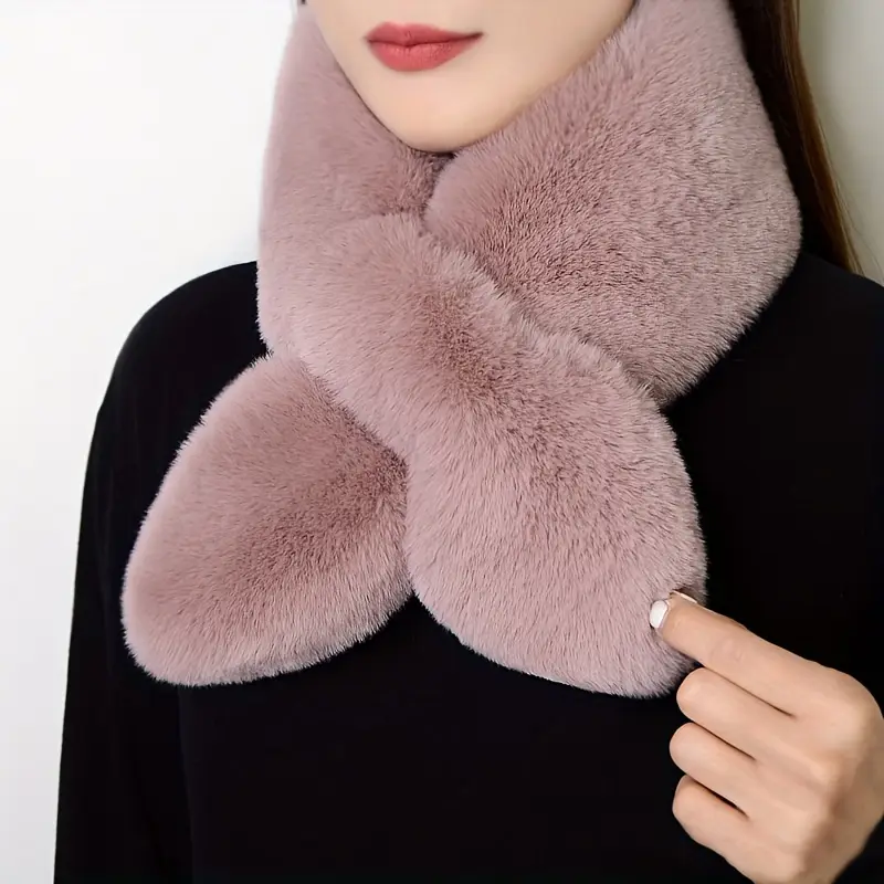Women Fluffy Faux Rabbit Fur Neck Warmer Scarf Winter Warm Thermal Wrap Collar e Women Fluffy Faux Rabbit Fur Neck Warmer Scarf Winter Warm Thermal Wrap Collar e