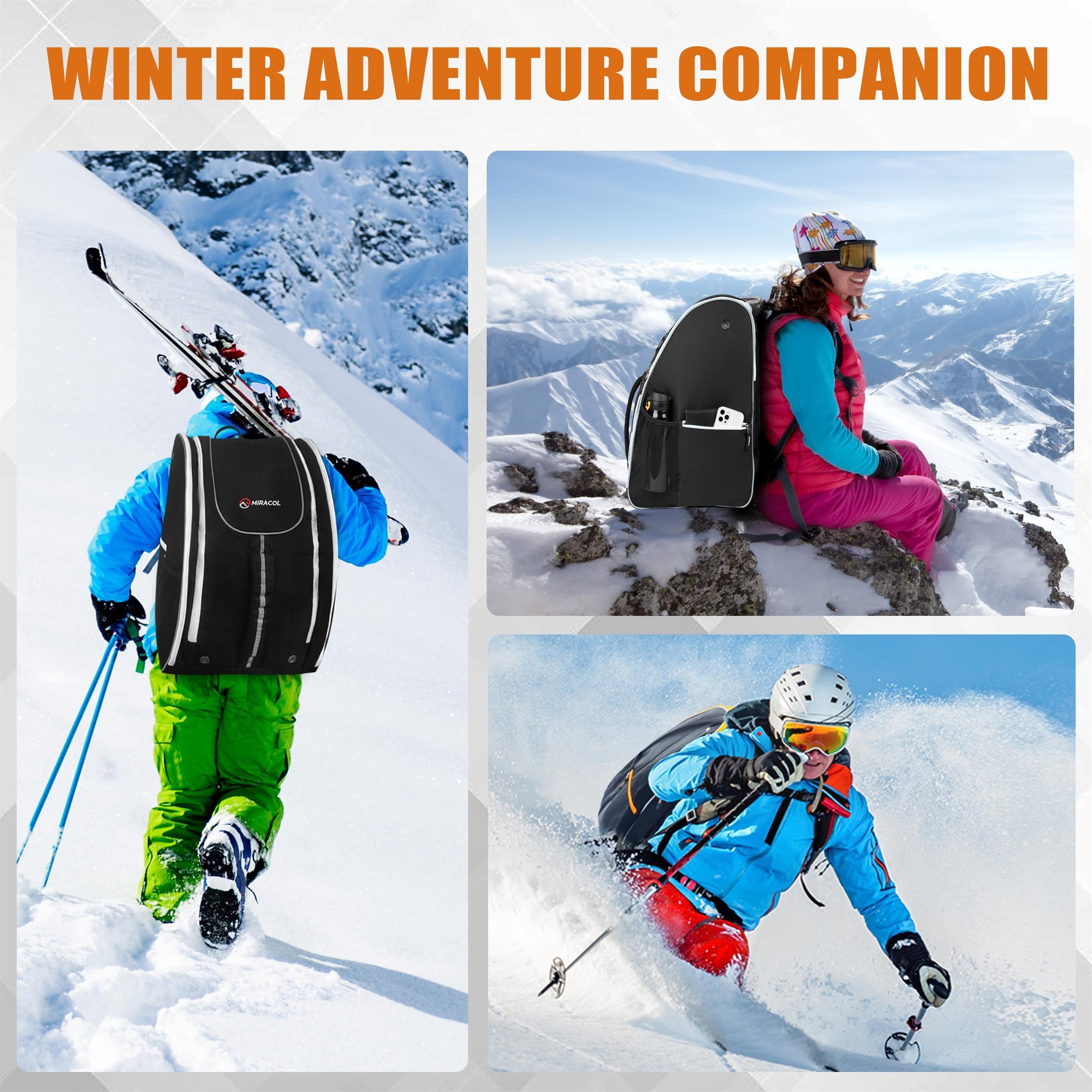 Mochila para botas de esquí, 60 L, impermeable, botas de esquí y snowboard,  mochila de viaje para botas de esquí, esquí, snowboard, casco de esquí