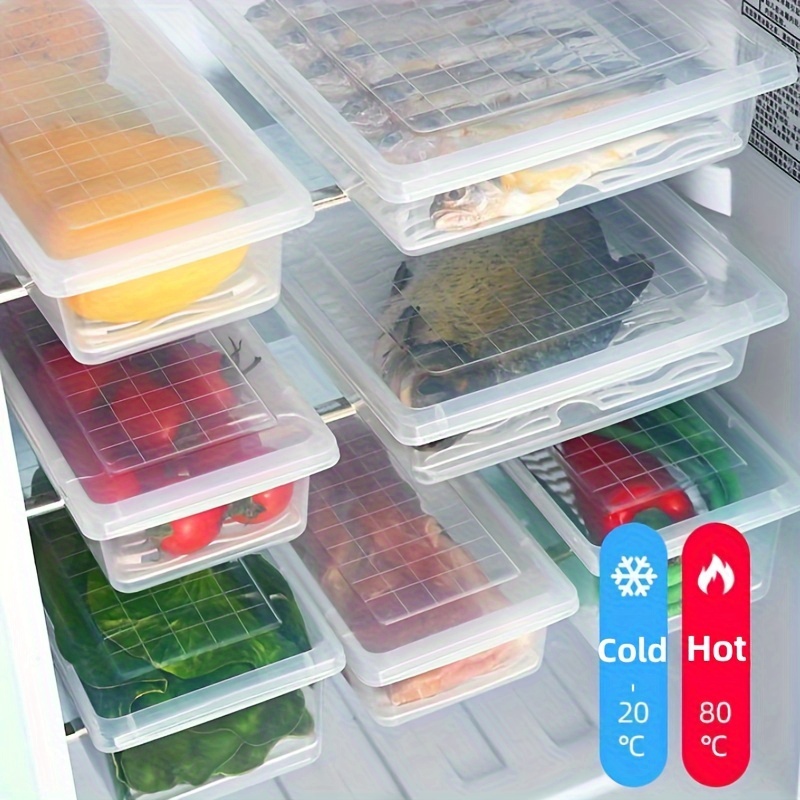 Refrigerator Storage Box, Fish, Meat, Vegetables, Fruits, Ingredient  Freezing Box, Rectangular Refrigerated Crisper Box With Lid, Thickened,  Durable And Anti-odor - Temu
