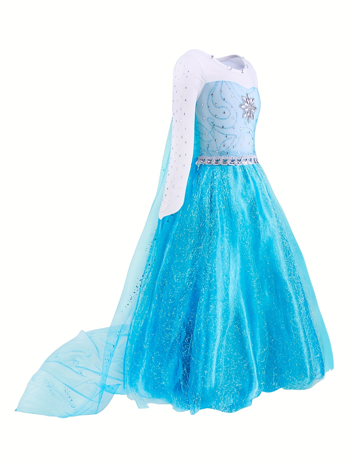 CARNEVALE COSTUME FROZEN dress bambina ELSA VESTITO BIMBA STRASCICO  ACCESSORI