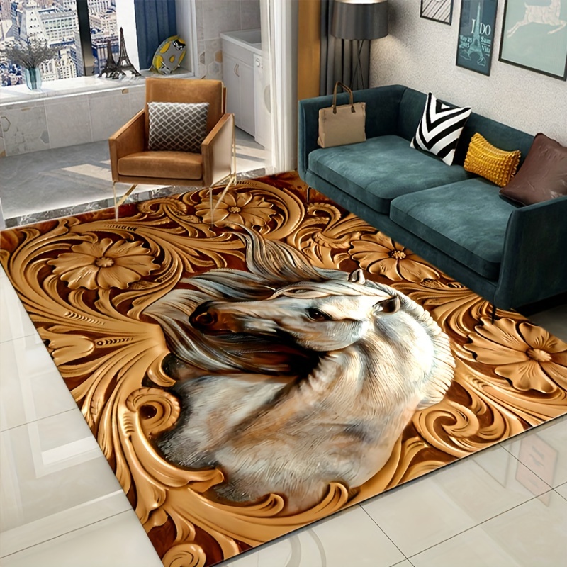 Tapis de sol 3D antidérapant pour salle à manger, grand tapis doux