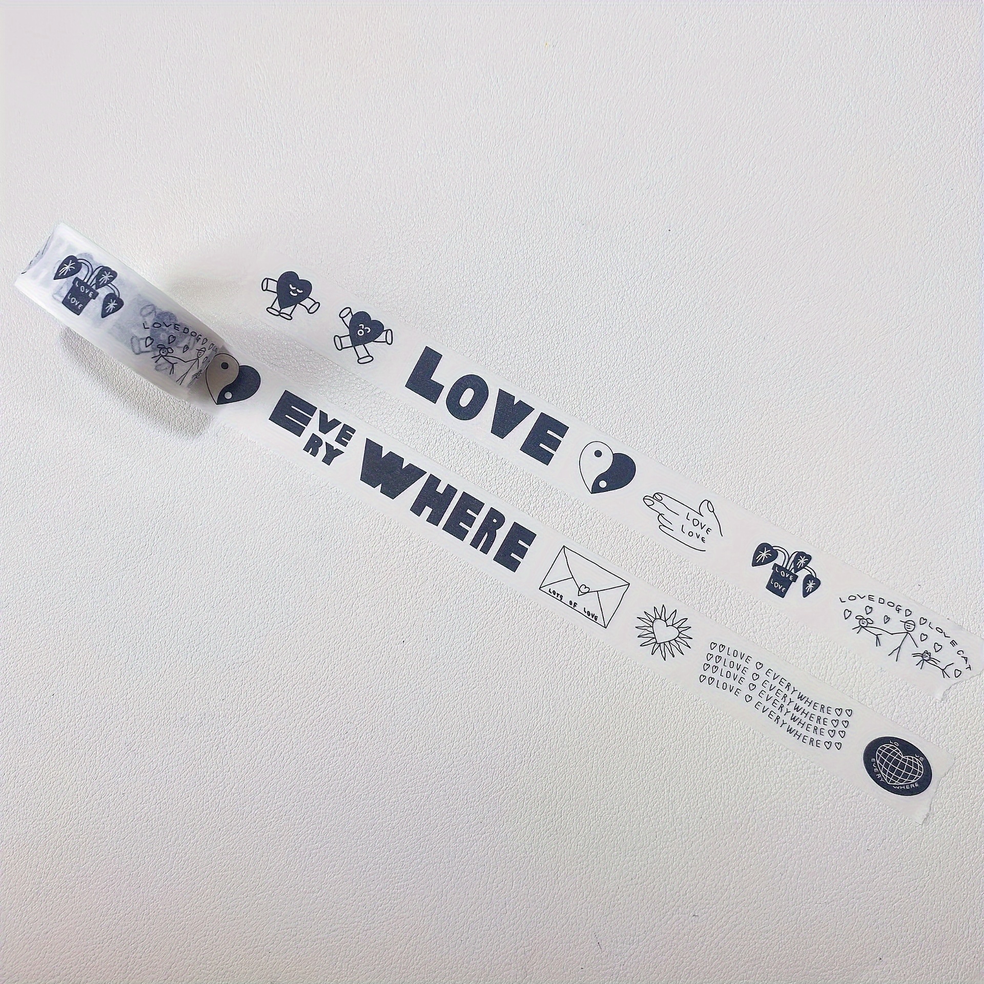 Black Graffiti Heart Love Blue Washi Tape - Temu