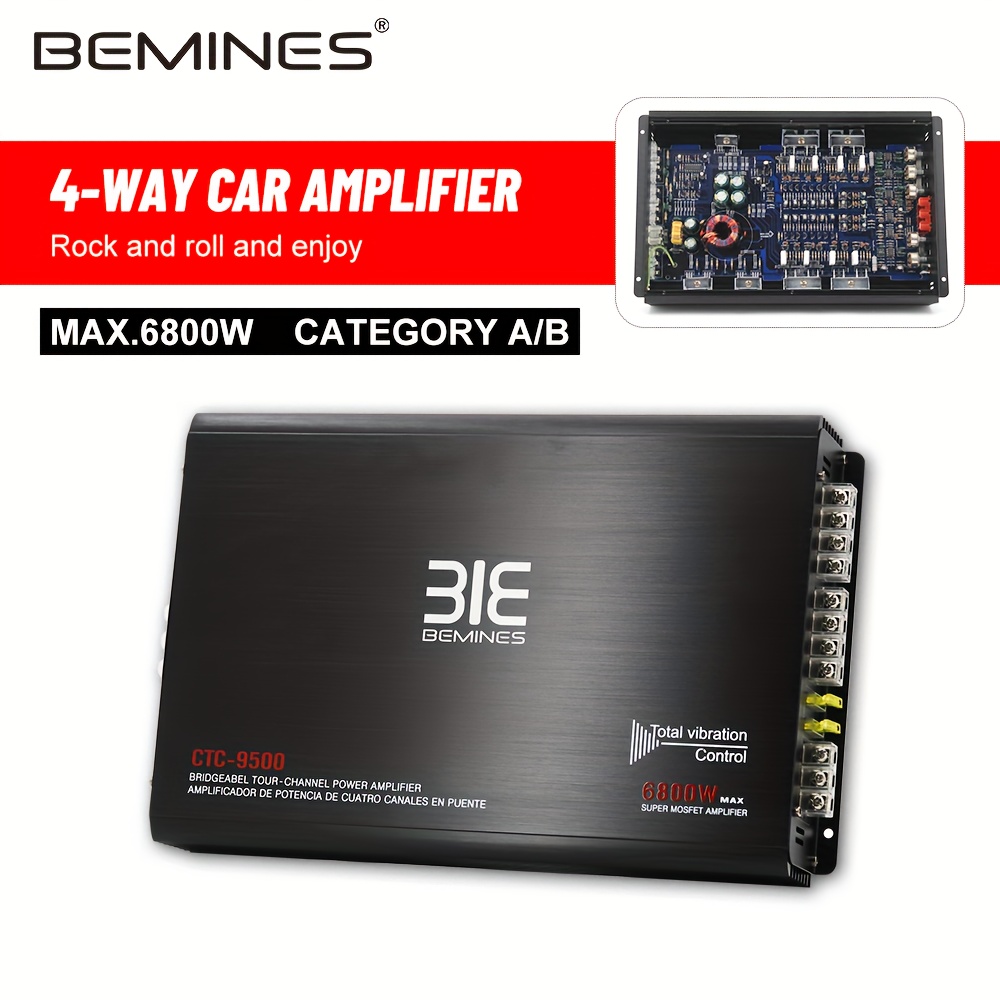  Amplificador de coche de 3200 W 12 V 4 canales Amplificador de  potencia estéreo Audio 4CH Bass Sub Woofer : Electrónica