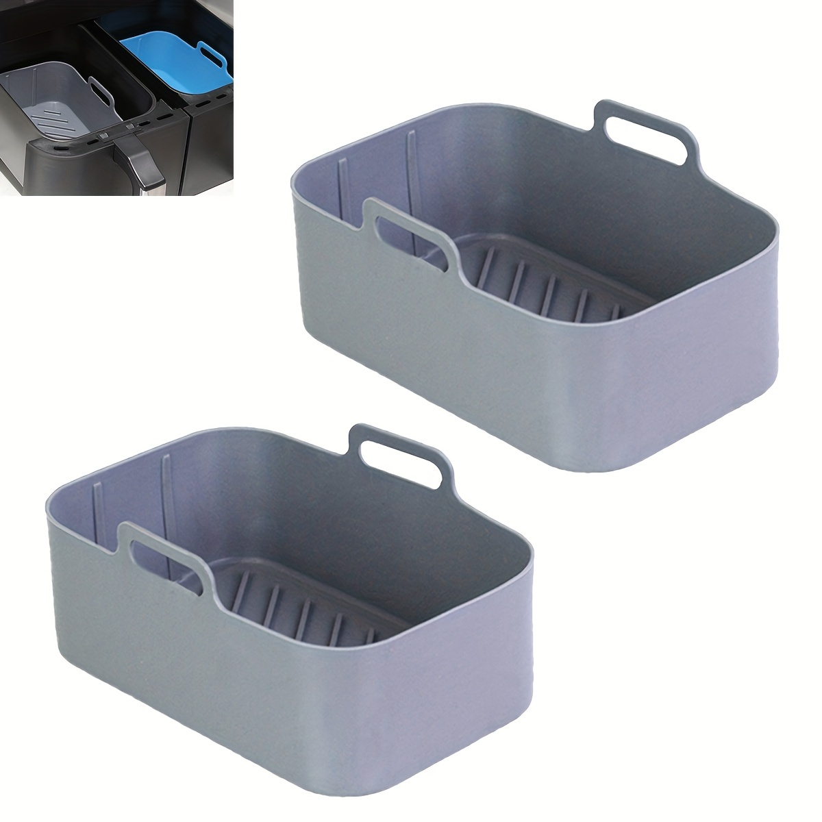 2pcs Foldable Silicone Air Fryer Pot, Liner Basket For Ninja Foodi Dz201/dz401  Dualzone Air Fryer