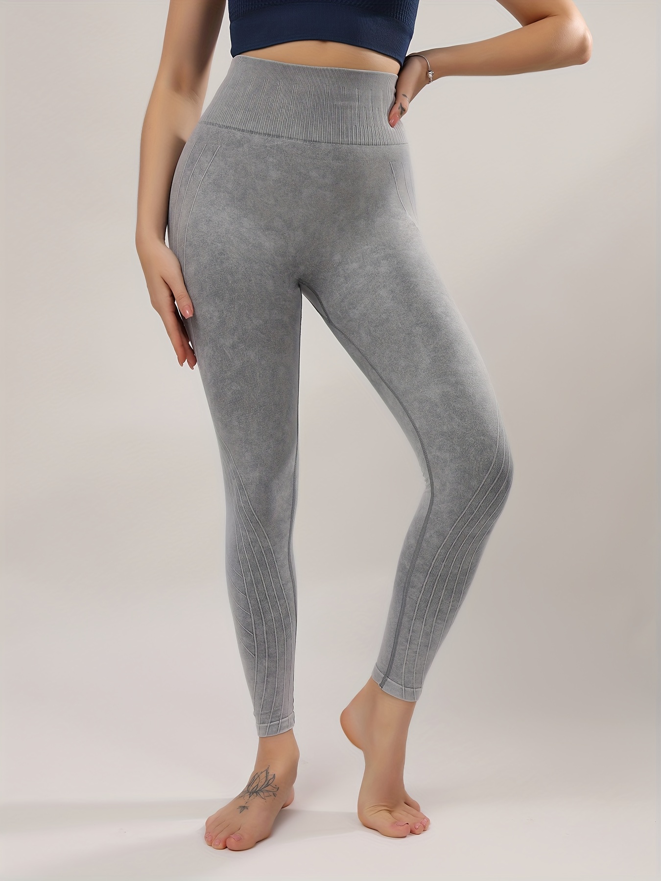 Light Gray Stripe Yoga Leggings: High Waist Butt Lifting - Temu