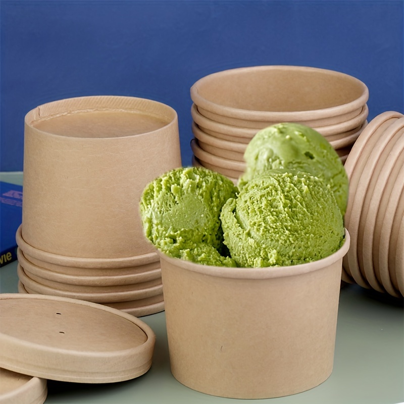 Ice Cream Cups Container Dessert Freezer Storage Cup Tub Lid
