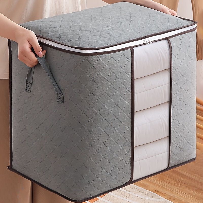 Large Storage Bags, Clothes Storage Bins Foldable Closet Organizers Storage  Containers With Durable Handles For Clothing, Blanket, Comforters, Bed  Sheets, Pillows And Toys (gray) - Temu