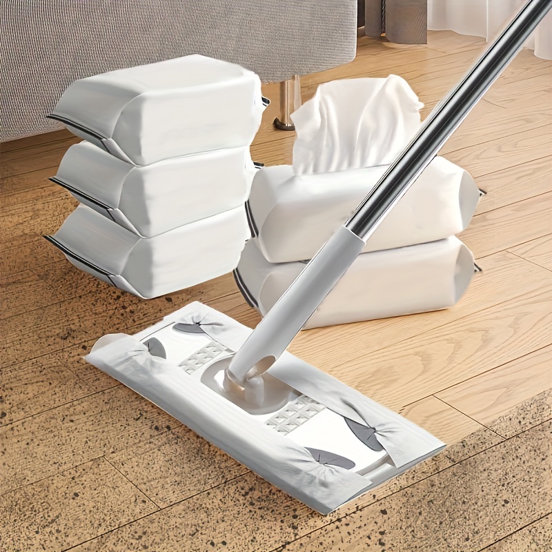 Mopa barredora de polvo plana para limpieza de azulejos, secado de suelo  con recambios desechables, trapos