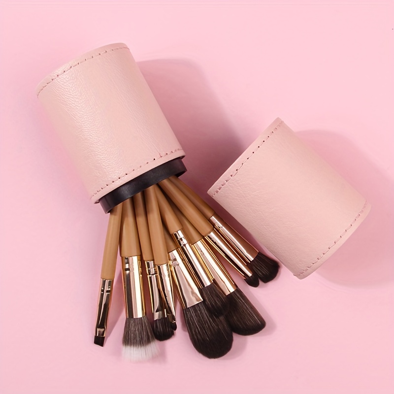 Portable Mini Makeup Brush Set With Storage Bag Soft Hair - Temu