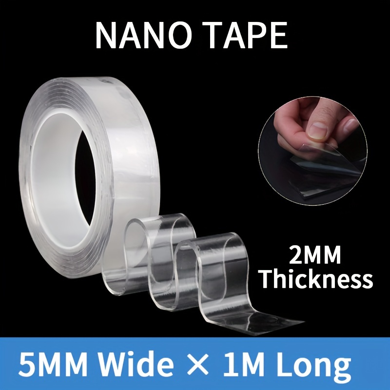 5mm Double Sided Tape Heavy Duty, Multipurpose Removable Clear Tape Sticky  Adhesive, Reusable Wall Tape for Picture Hanging Strips Poster Carpet Tape  