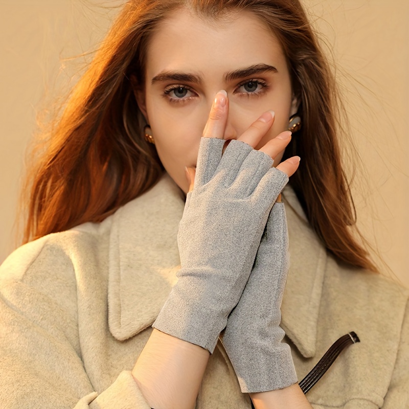 Women's Warm Fingerless Gloves, Durable & Cozy