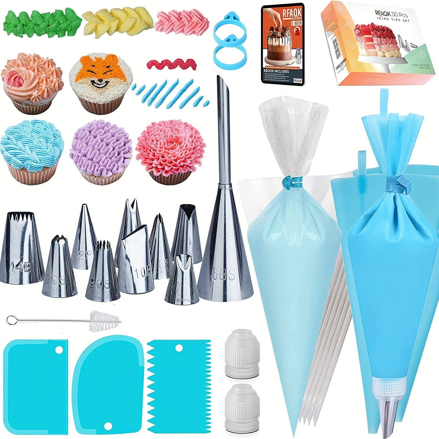 Buy Generic 27 Pcs Cupcake Piping Tips Set, Cake Piping Set Frosting Bags  And Tips Set With 24 Stainless Steel Cake Icing Piping Tips & Reusable  Pastry Bags Cake Decorating Supplies Kit
