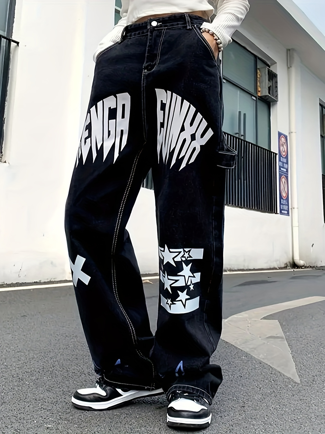 Homme Jeans Baggy Hip Hop Designer Brand Pantalon de planche à