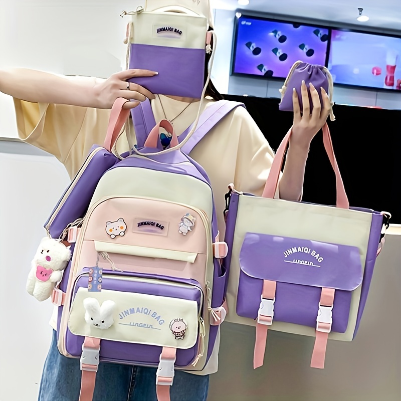 3pca Star Pattern Backpack, Kawaii Preppy School Bag With Crossbody Bag &  Pencil Case - Temu Austria